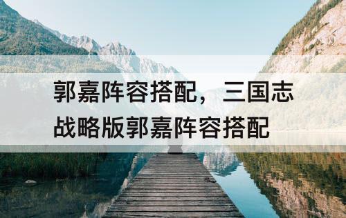 郭嘉阵容搭配，三国志战略版郭嘉阵容搭配