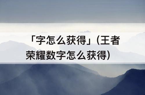 「字怎么获得」(王者荣耀数字怎么获得)