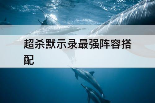 超杀默示录最强阵容搭配