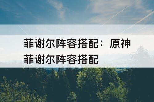 菲谢尔阵容搭配：原神菲谢尔阵容搭配