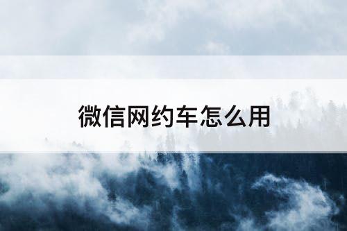 微信网约车怎么用