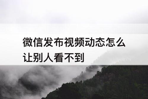 微信发布视频动态怎么让别人看不到