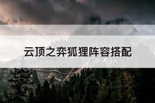 云顶之弈狐狸阵容搭配