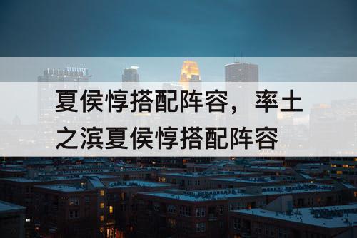 夏侯惇搭配阵容，率土之滨夏侯惇搭配阵容