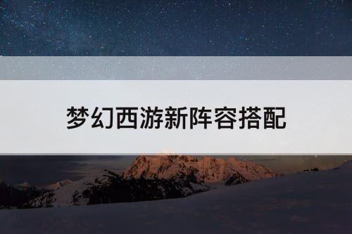 梦幻西游新阵容搭配