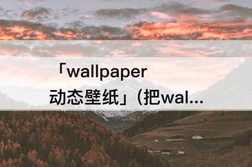 「wallpaper动态壁纸」(把wallpaper动态壁纸提取原视频)