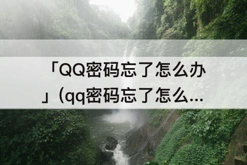 「QQ密码忘了怎么办」(qq密码忘了怎么办最简单的办法华为)