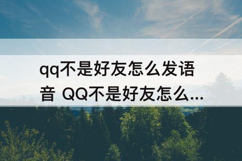 qq不是好友怎么发语音 QQ不是好友怎么发语音文件