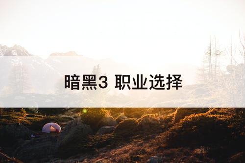暗黑3 职业选择