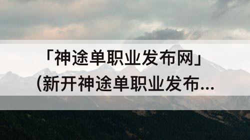 「神途单职业发布网」(新开神途单职业发布网)