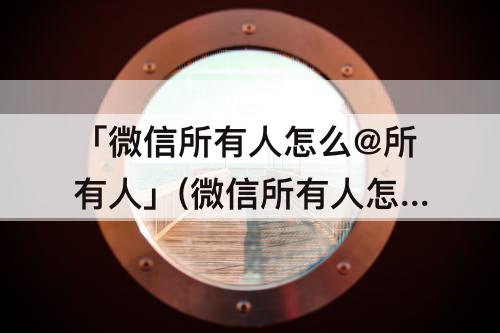 「微信所有人怎么@所有人」(微信所有人怎么@所有人怎么弄)