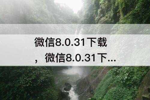 微信8.0.31下载，微信8.0.31下载安装