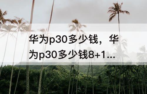 华为p30多少钱，华为p30多少钱8+128能下载视频到优盘吗