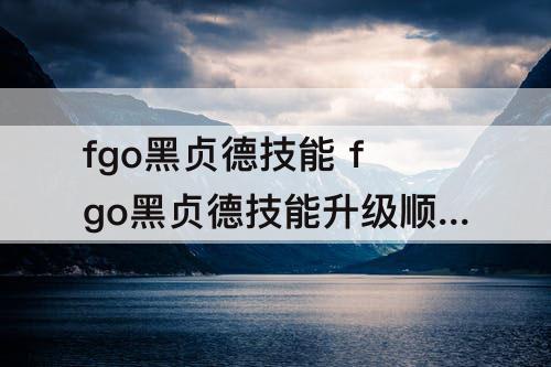 fgo黑贞德技能 fgo黑贞德技能升级顺序