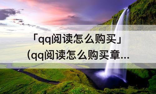 「qq阅读怎么购买」(qq阅读怎么购买章节用什么购买)