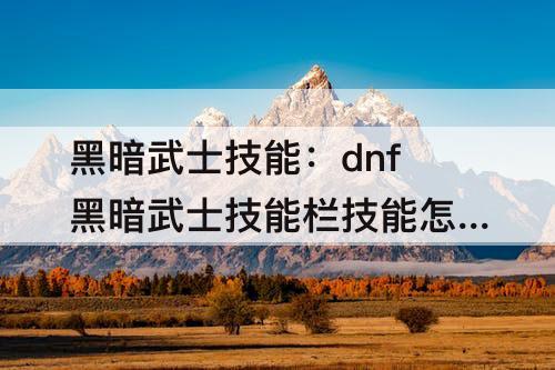 黑暗武士技能：dnf黑暗武士技能栏技能怎么放置