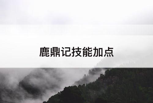 鹿鼎记技能加点