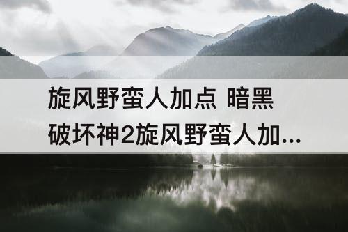 旋风野蛮人加点 暗黑破坏神2旋风野蛮人加点和技能装备