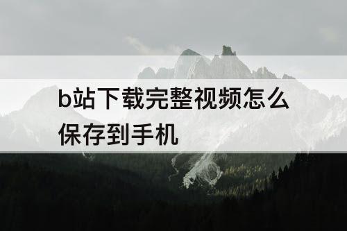 b站下载完整视频怎么保存到手机