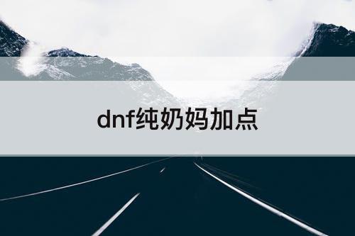 dnf纯奶妈加点