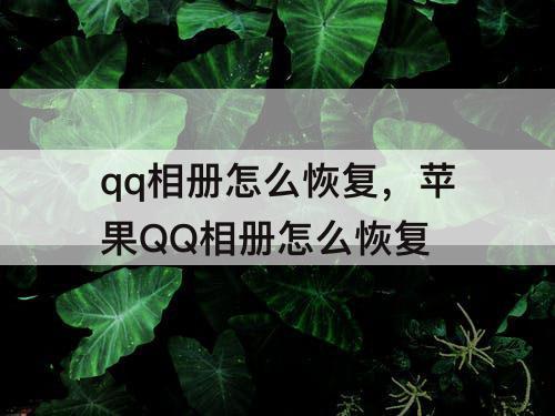 qq相册怎么恢复，苹果QQ相册怎么恢复