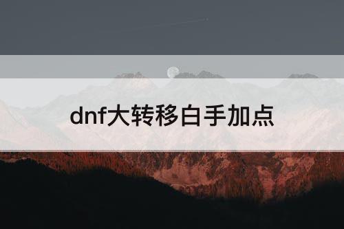 dnf大转移白手加点