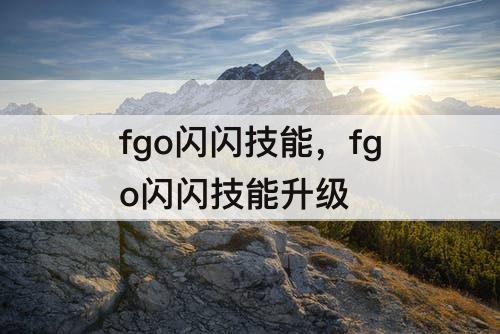 fgo闪闪技能，fgo闪闪技能升级