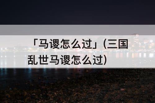 「马谡怎么过」(三国乱世马谡怎么过)