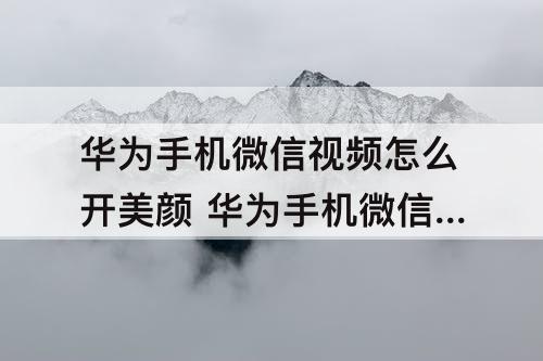 华为手机微信视频怎么开美颜 华为手机微信视频怎么开美颜免费软件