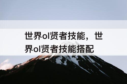 世界ol贤者技能，世界ol贤者技能搭配