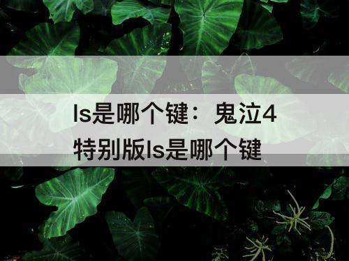 ls是哪个键：鬼泣4特别版ls是哪个键