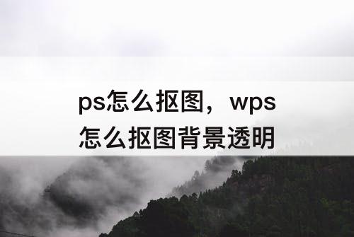 ps怎么抠图，wps怎么抠图背景透明