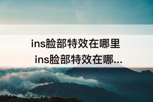 ins脸部特效在哪里 ins脸部特效在哪里安卓