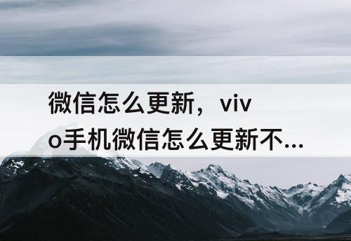 微信怎么更新，vivo手机微信怎么更新不了最新版本应用商城也没有更新