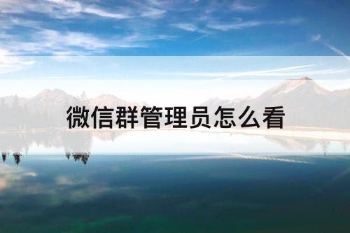 微信群管理员怎么看