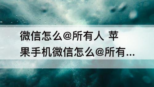 微信怎么@所有人 苹果手机微信怎么@所有人?不是群公告