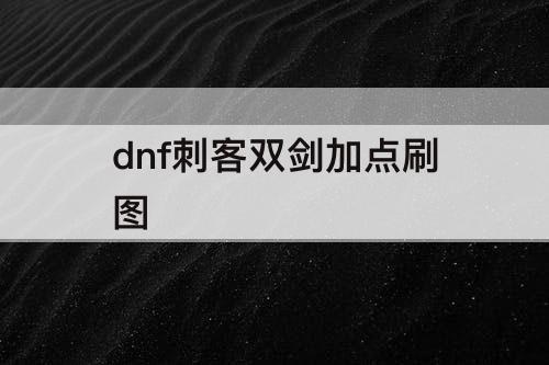 dnf刺客双剑加点刷图