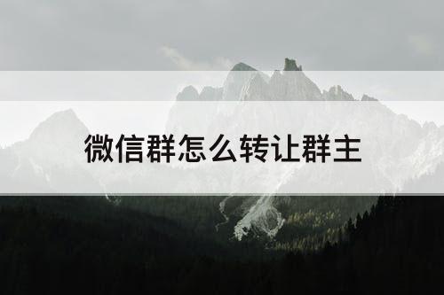 微信群怎么转让群主