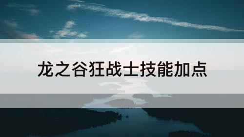 龙之谷狂战士技能加点