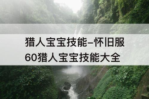 猎人宝宝技能-怀旧服60猎人宝宝技能大全