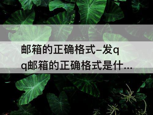 邮箱的正确格式-发qq邮箱的正确格式是什么