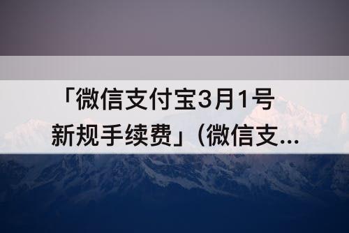 「微信支付宝3月1号新规手续费」(微信支付宝3月1号新规手续费0.6)