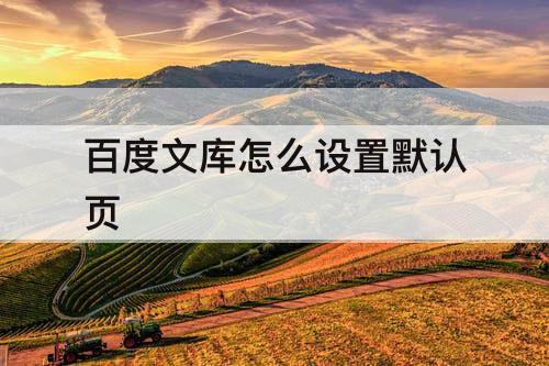 百度文库怎么设置默认页