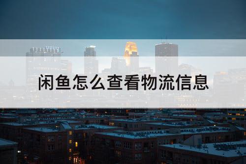 闲鱼怎么查看物流信息