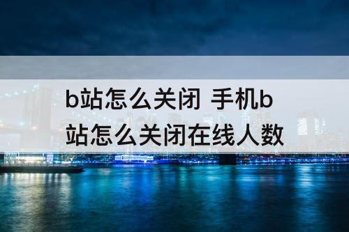 b站怎么关闭 手机b站怎么关闭在线人数