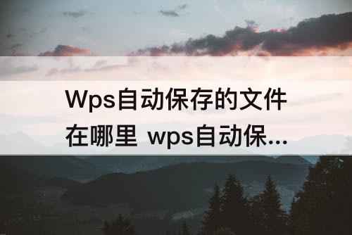 Wps自动保存的文件在哪里 wps自动保存的文件在哪里设置