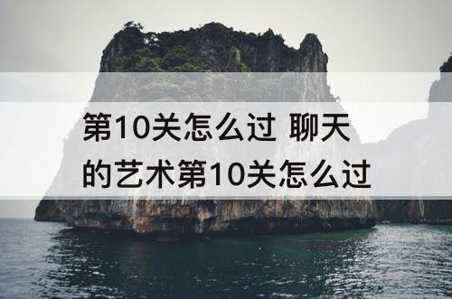 第10关怎么过 聊天的艺术第10关怎么过