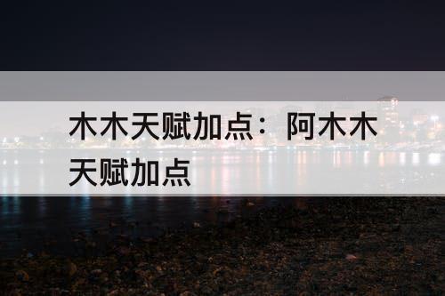 木木天赋加点：阿木木天赋加点