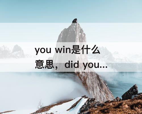 you win是什么意思，did you win是什么意思