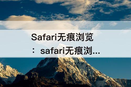 Safari无痕浏览：safari无痕浏览模式功能